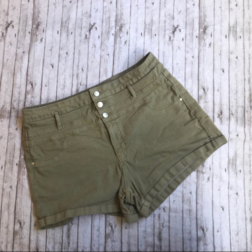 Army Green High Waist Shorts